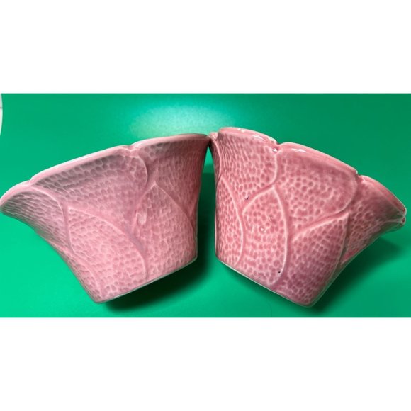 TIC Pottery Flowers Pink USA Bowls Vase Dip Snack Ceramic Set of 2 6" - Picture 8 of 9